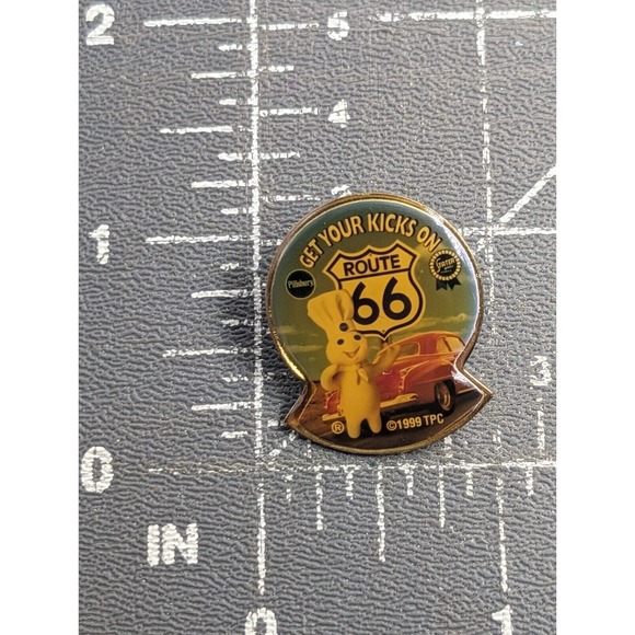 VTG US Route 66 Shield Doughboy Philsberry Red Car Lapel Pin 1999 TPC USA - Picture 2 of 5